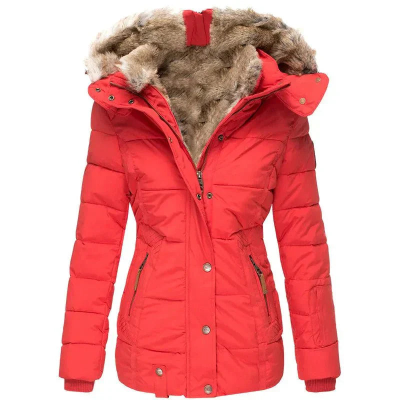 Parka à capuche pour femme avec doublure en fourrure