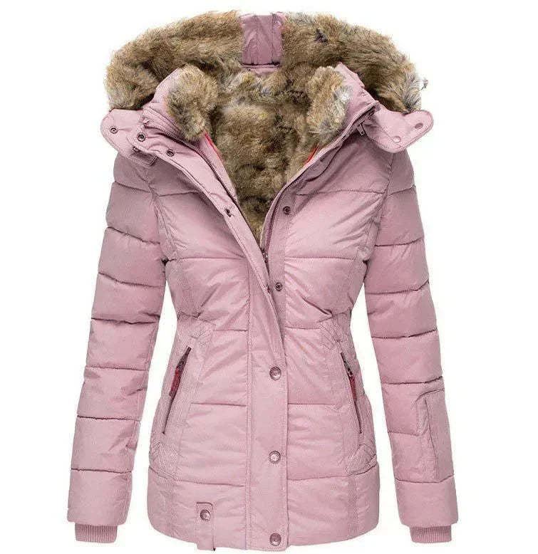 Parka à capuche pour femme avec doublure en fourrure