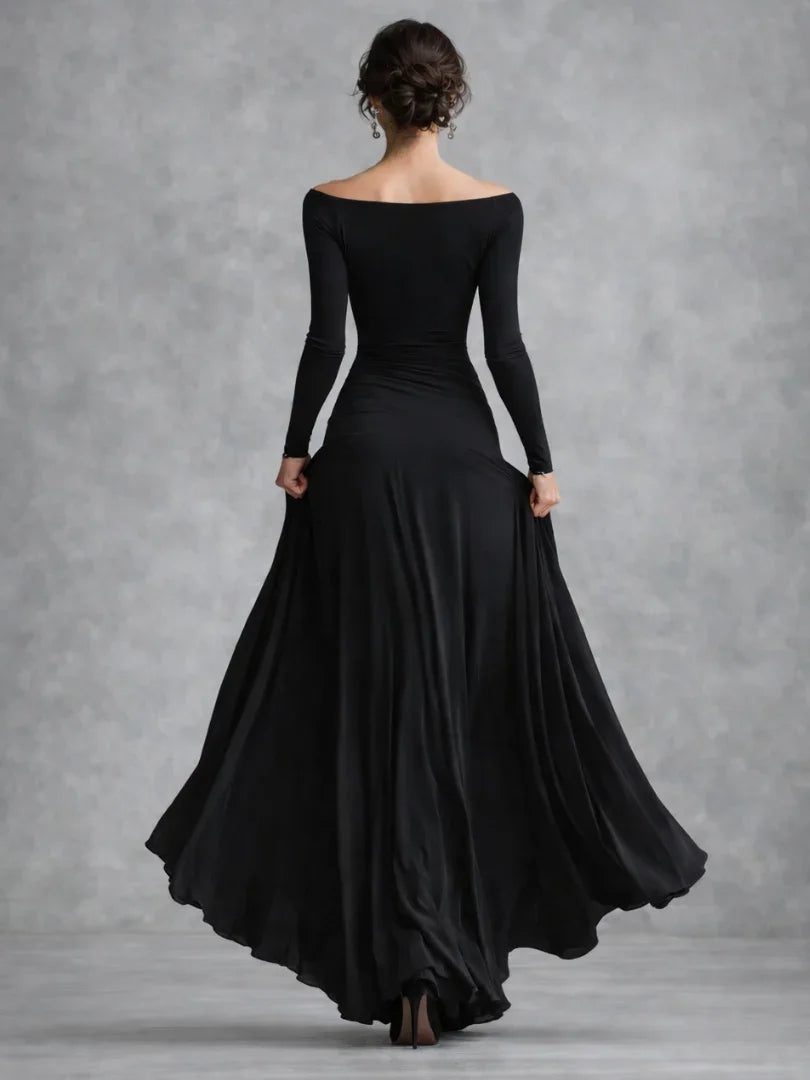 Women's Off-Shoulder Long Sleeve Maxi Evening Dress