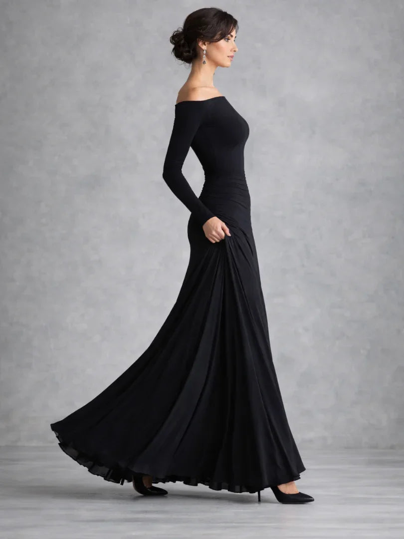 Women's Off-Shoulder Long Sleeve Maxi Evening Dress