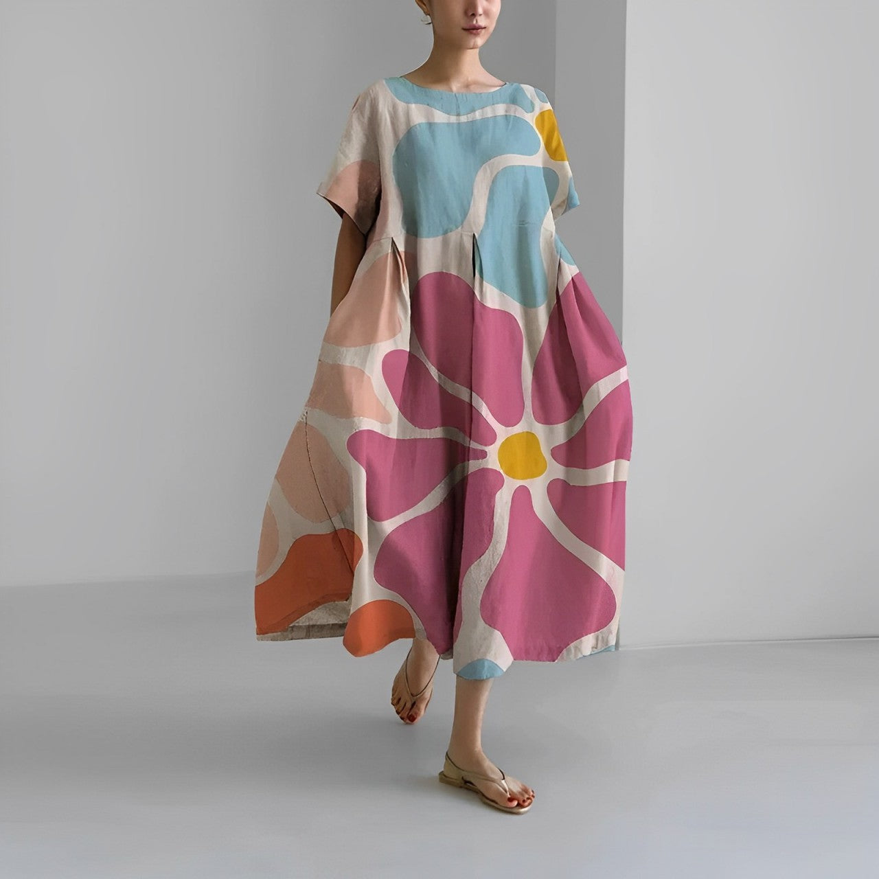 Women's Artistic Print Relaxed Midi Dress