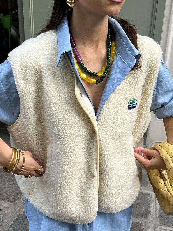 Women’s Casual Fleece Button-Up Vest