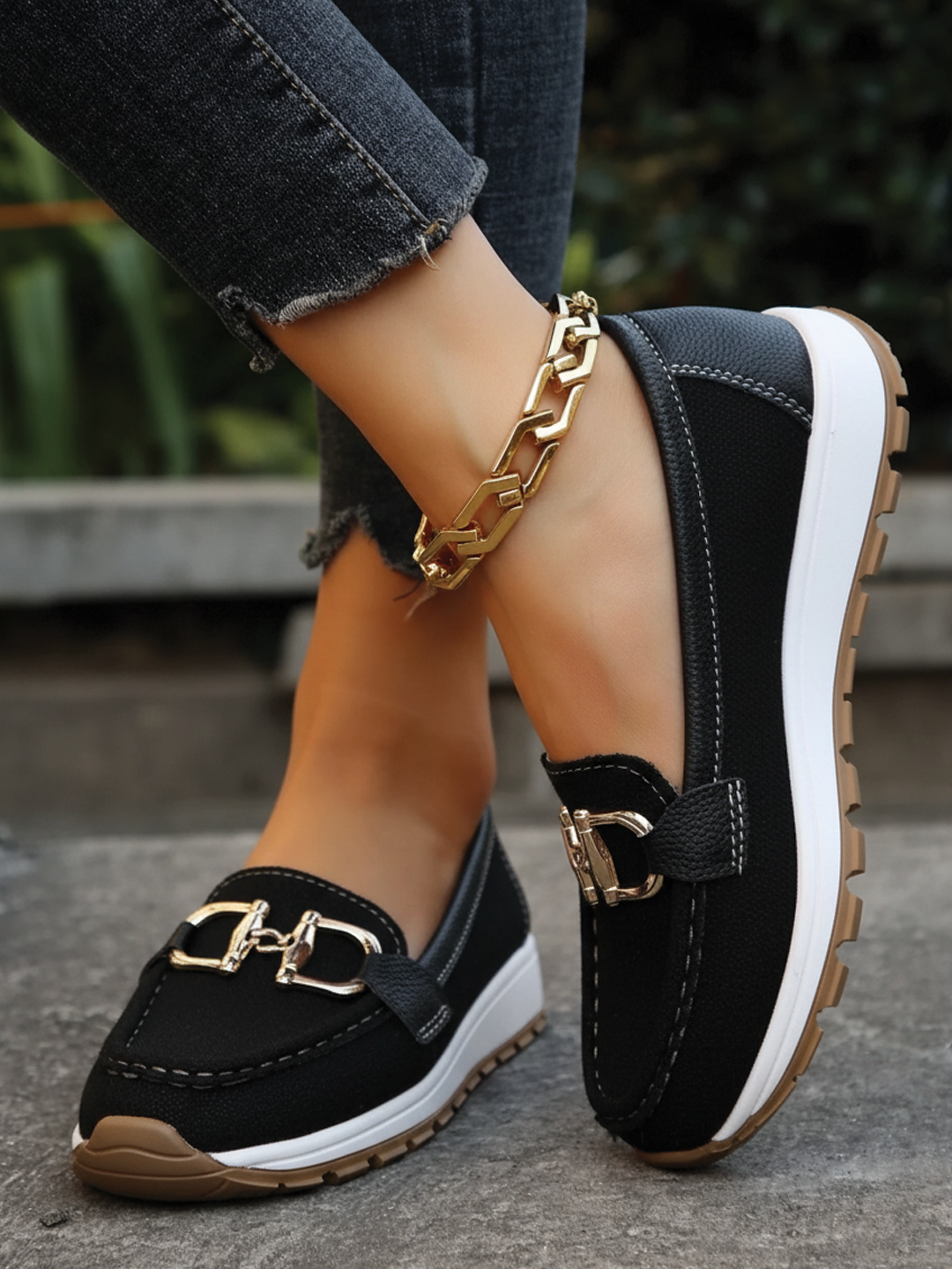 Stylish Flat Buckle Loafers for Women