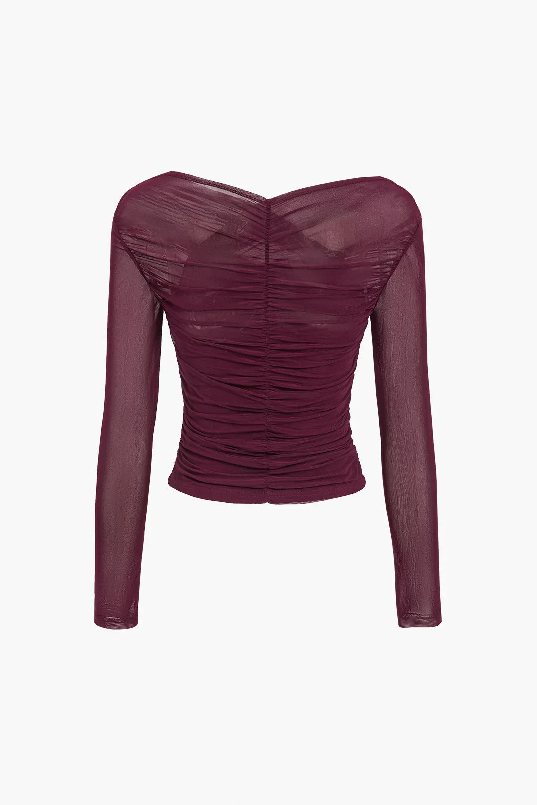 Women's Sheer Pleated Long Sleeve Top