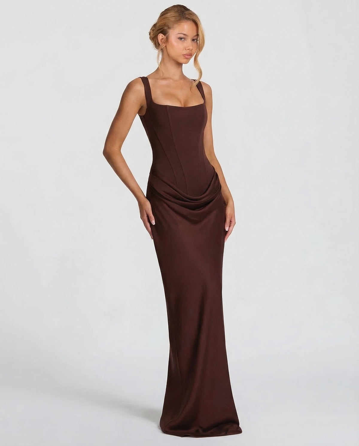 Women's Hourglass Maxi Dress with Sculpted Corset