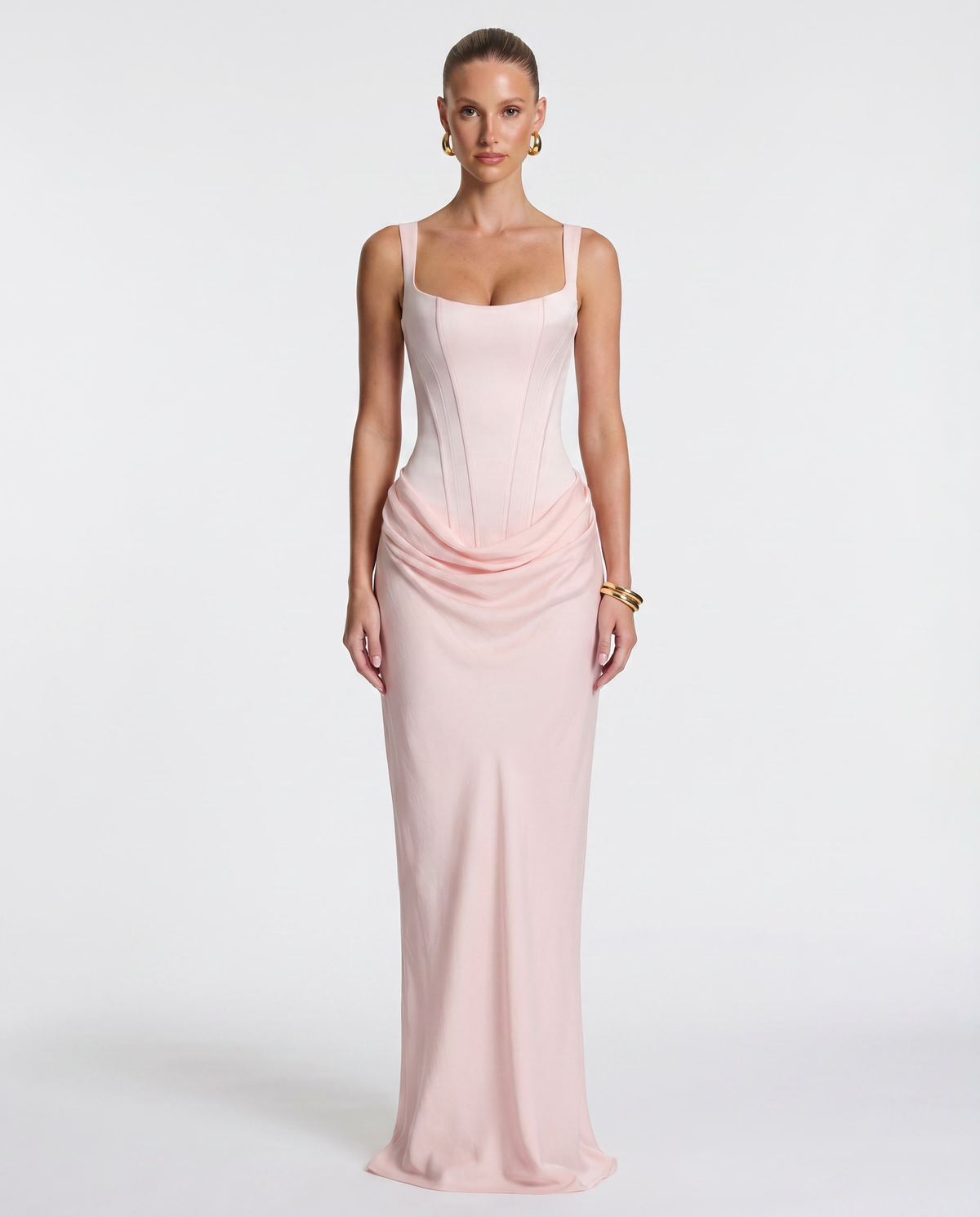 Women's Hourglass Maxi Dress with Sculpted Corset