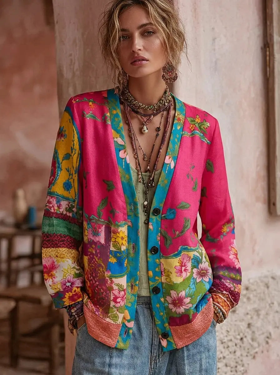 Women's Floral Embroidered Vintage Cardigan