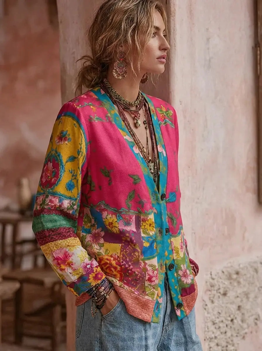 Women's Floral Embroidered Vintage Cardigan