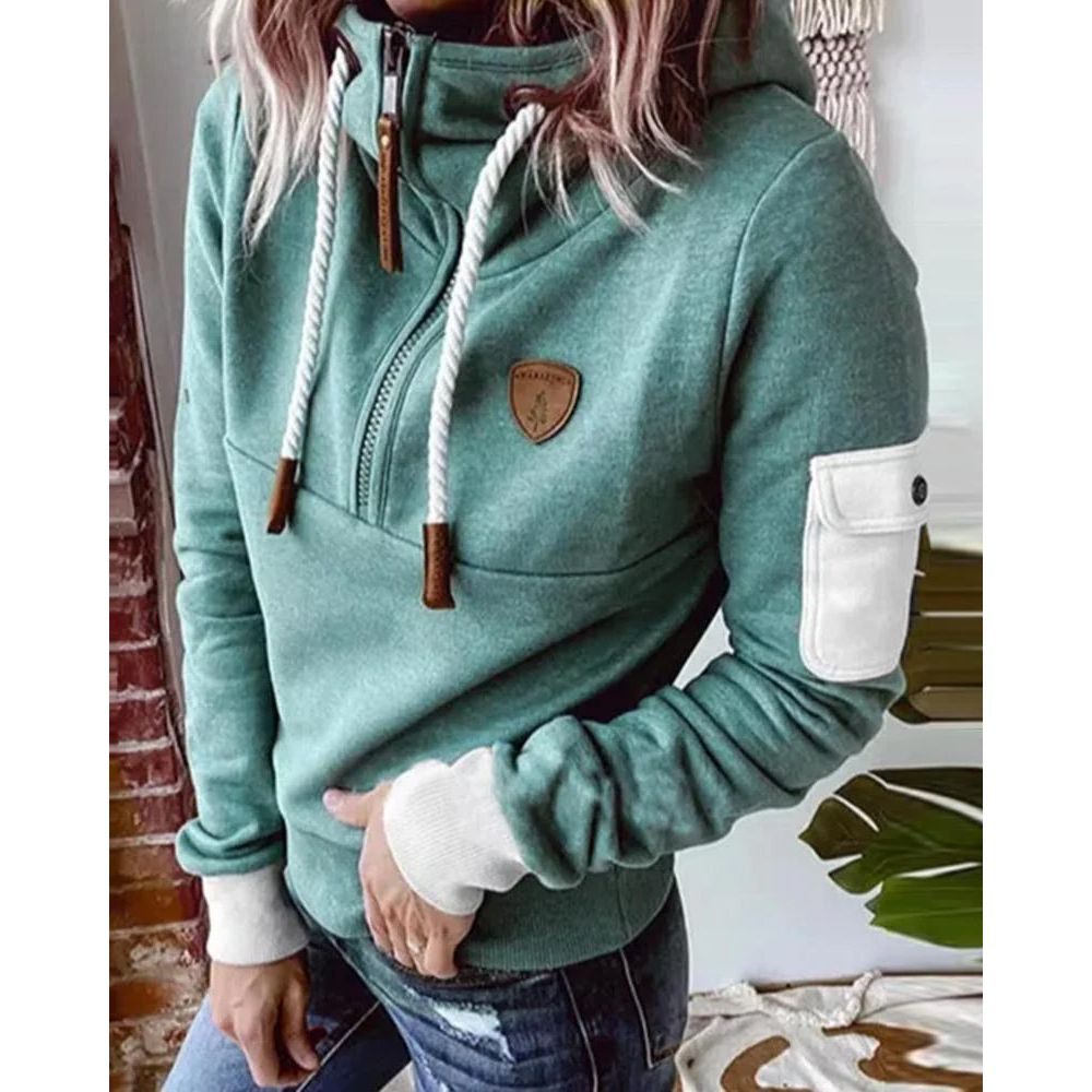 Γυναικείο απαλό casual φούτερ με κουκούλα και κορδόνι σύσφιξης