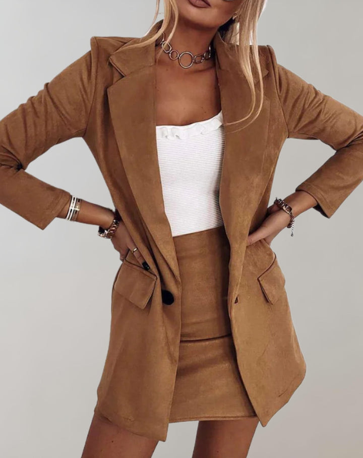 Women's Blazer & Mini Skirt Set with Tailored Fit