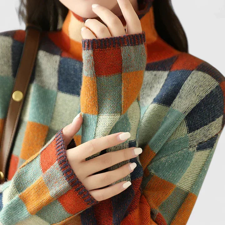 Women's Color Block Geometric Knit Sweater