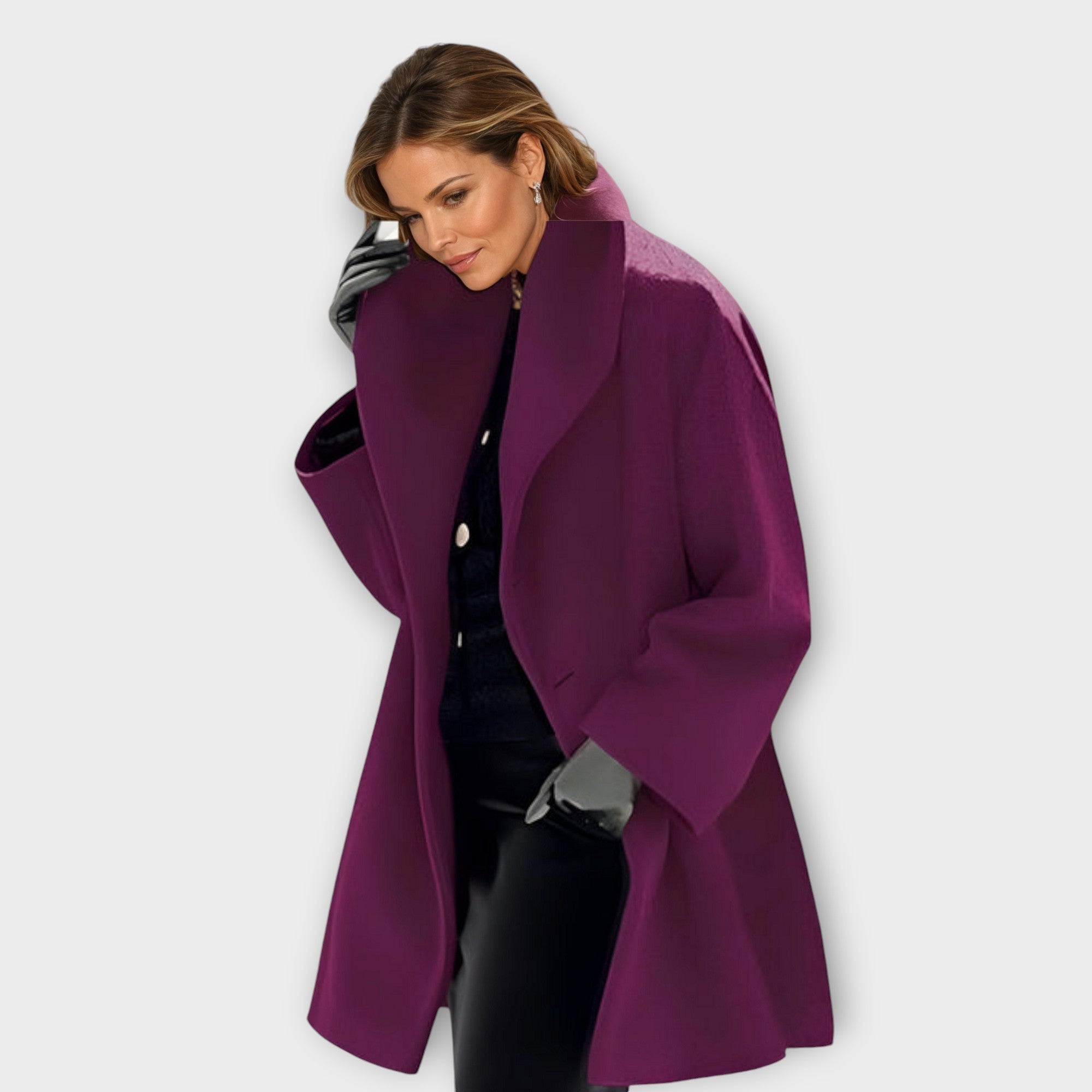 Cappotto invernale da donna casual oversize con collo scialle aperto