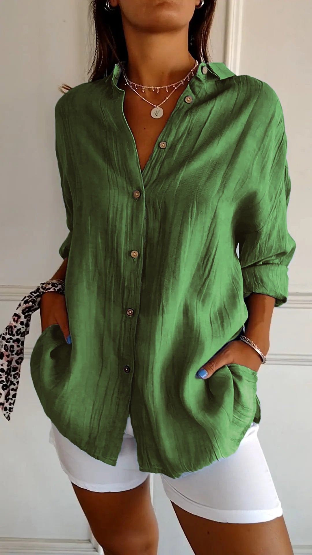 Women’s Linen-Style Button-Up Shirt
