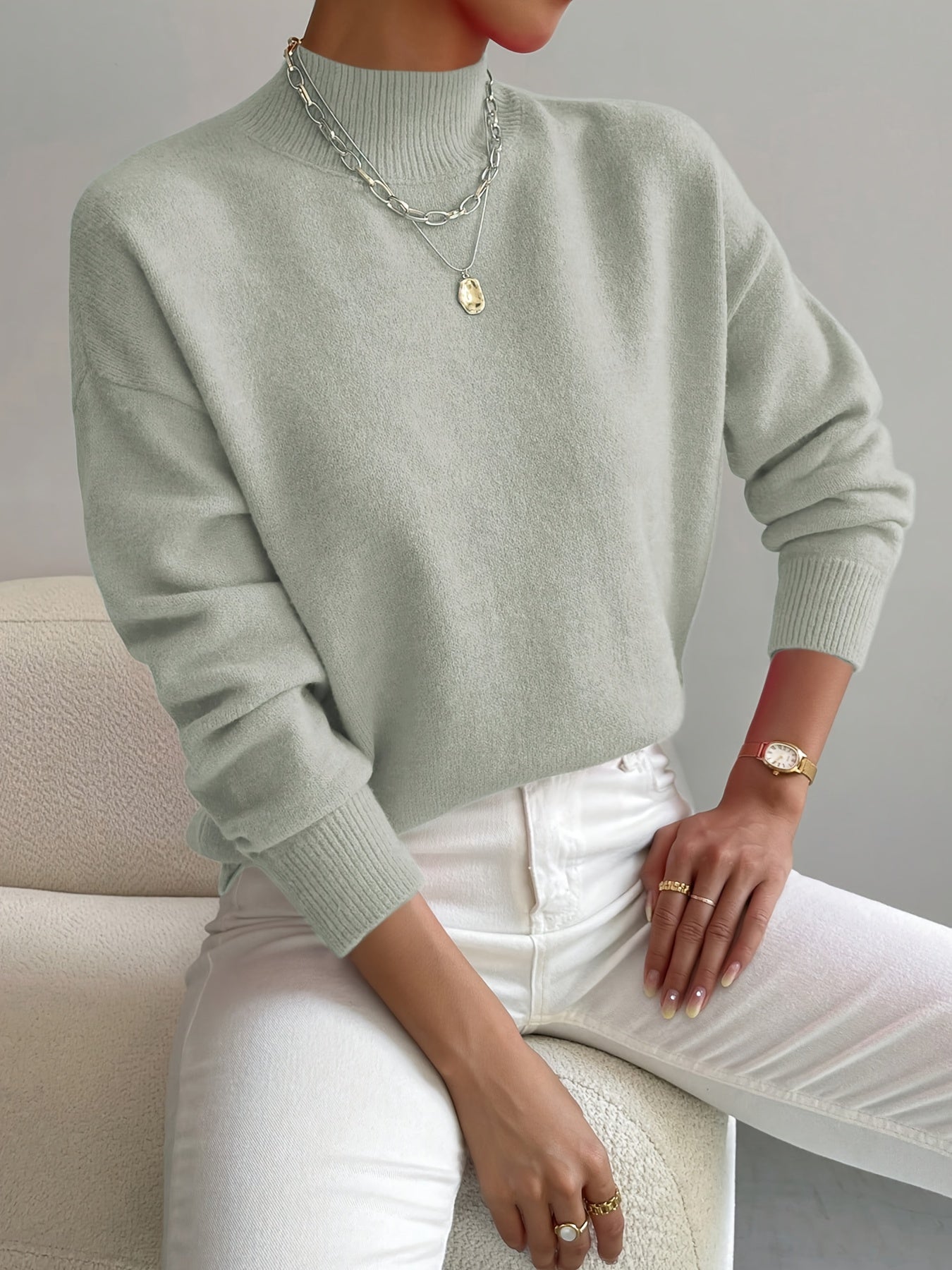 Women's Turtleneck Soft Knit Classic Sweater