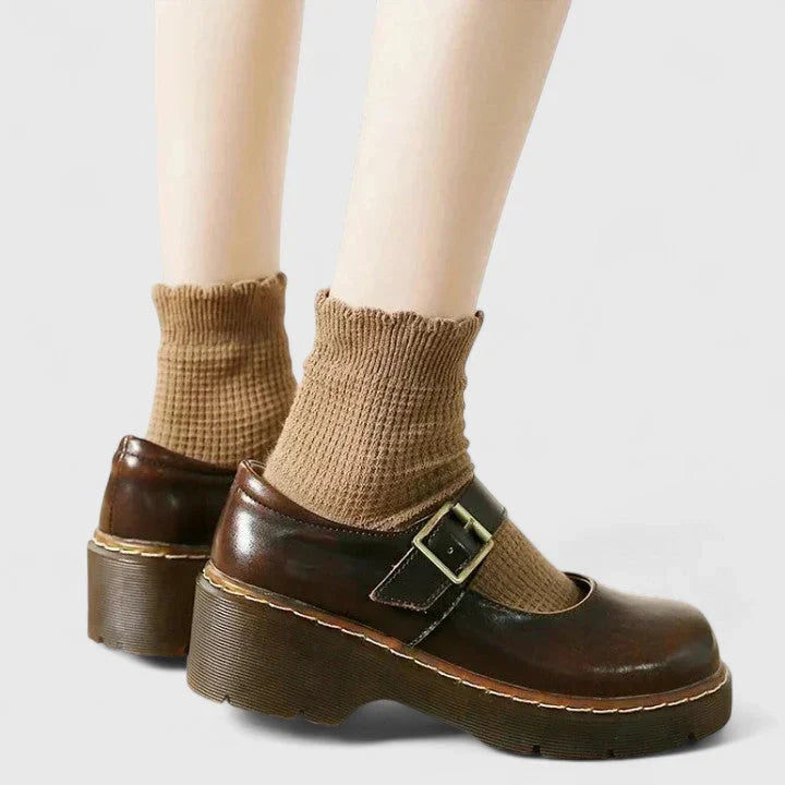 Women's Leather Mary Jane Platform Shoes
