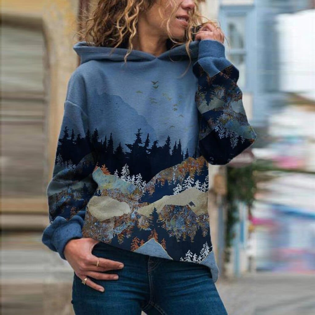 Women's Mountain Landscape Hooded Sweatshirt