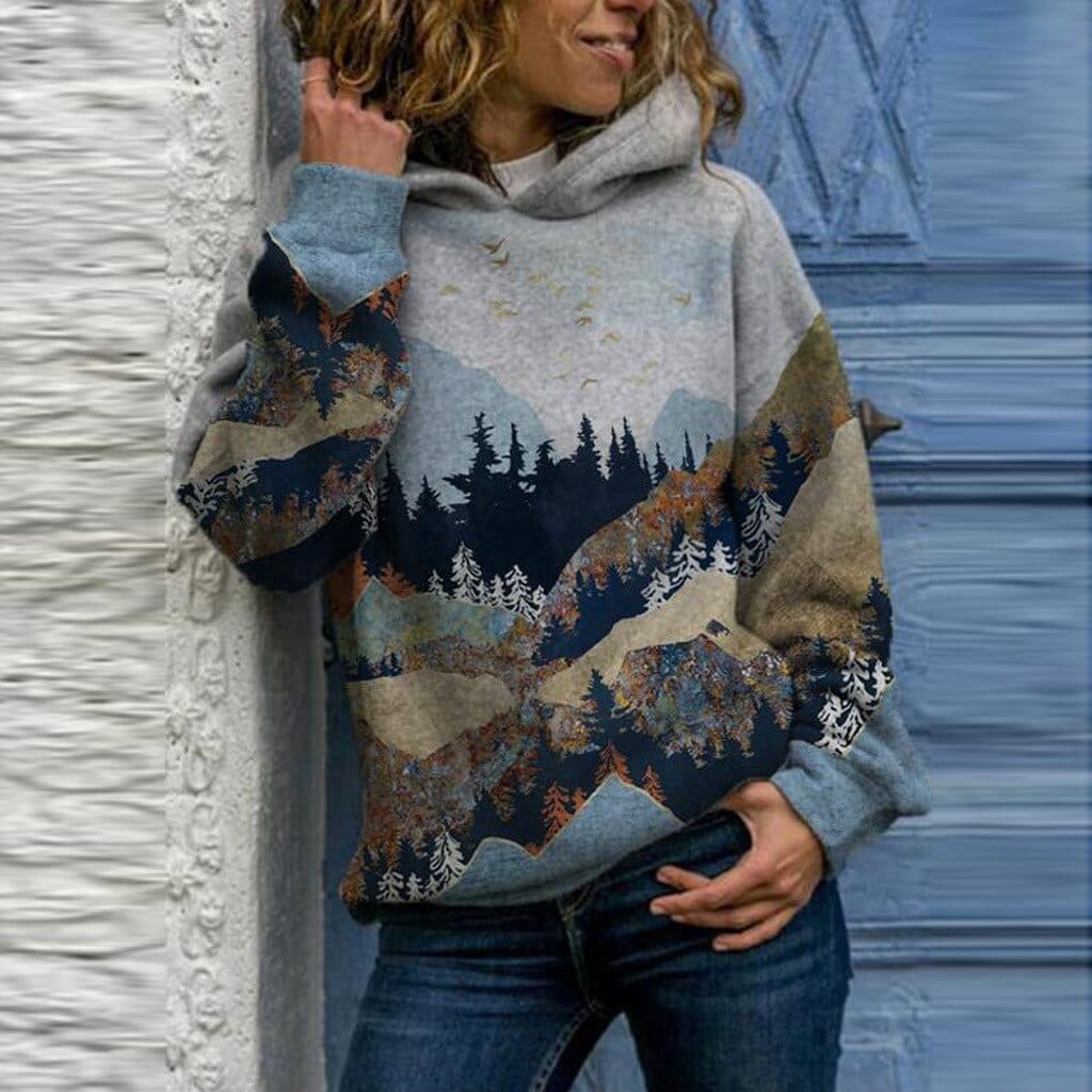 Women's Mountain Landscape Hooded Sweatshirt