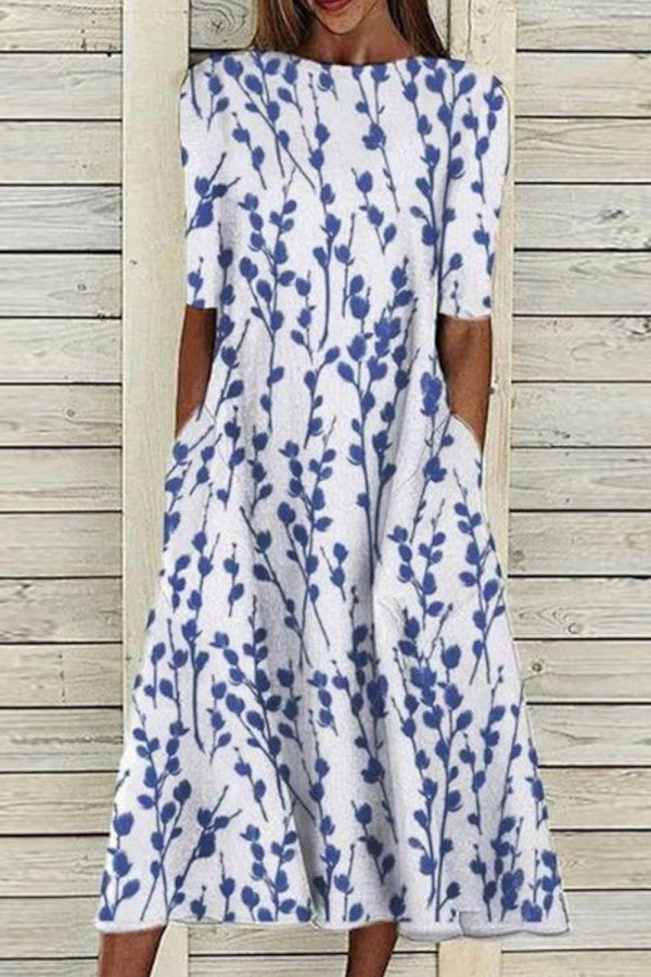 Relaxed Fit Floral Midi Dress For Women