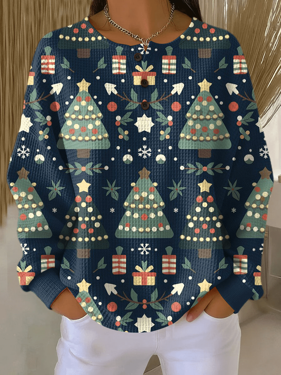 Women’s Long Sleeve Waffle Knit Sweater