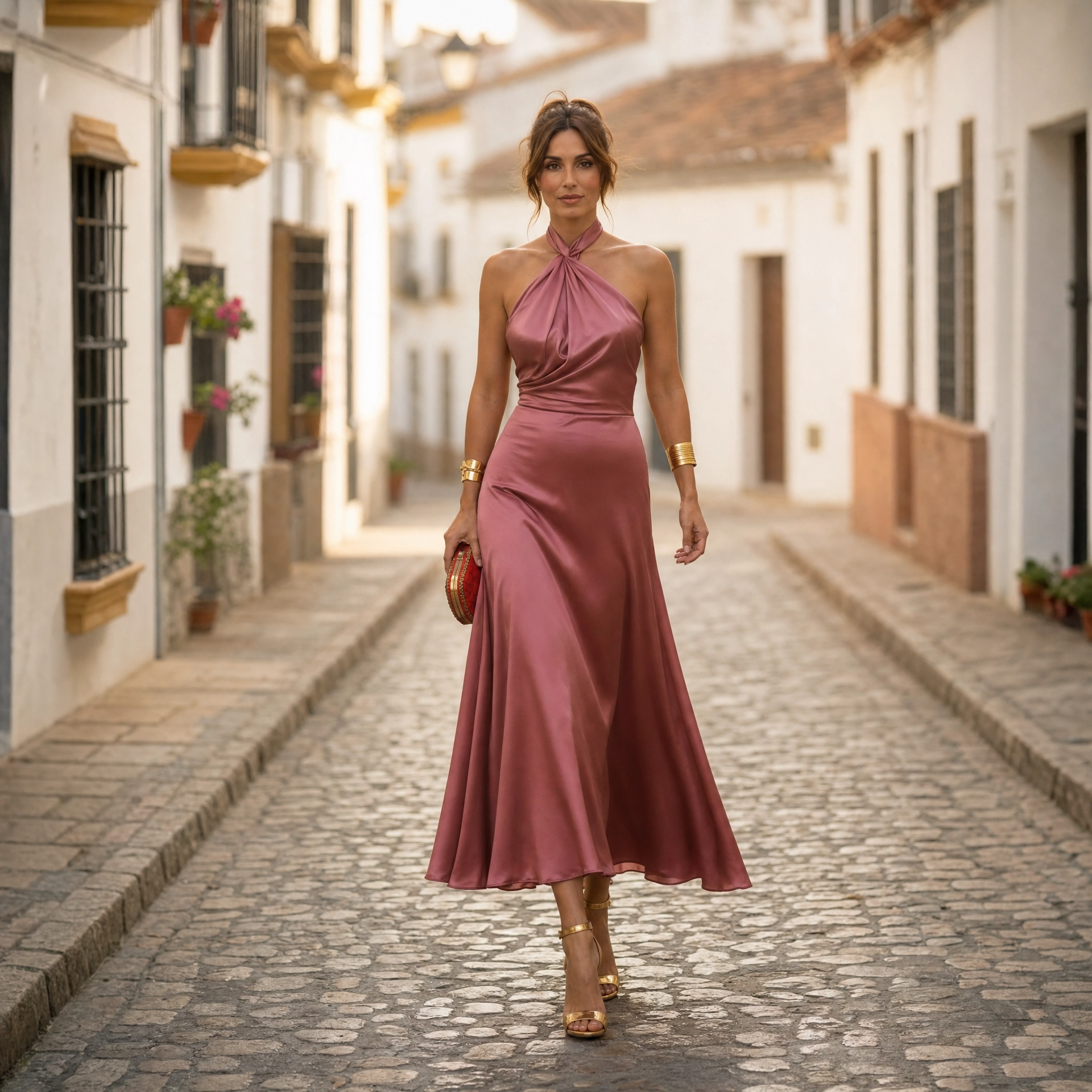 Women's Sleeveless Elegant Halter Midi Dress