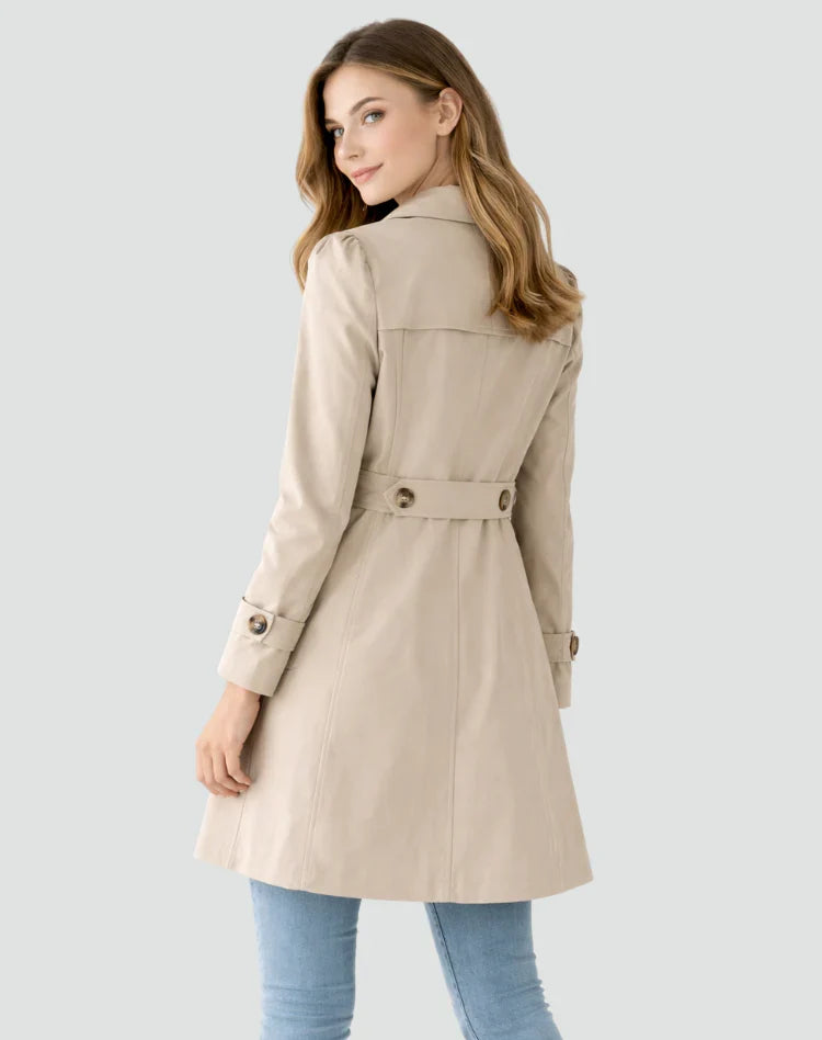 Women's Classic Trench Coat with Lapel Collar