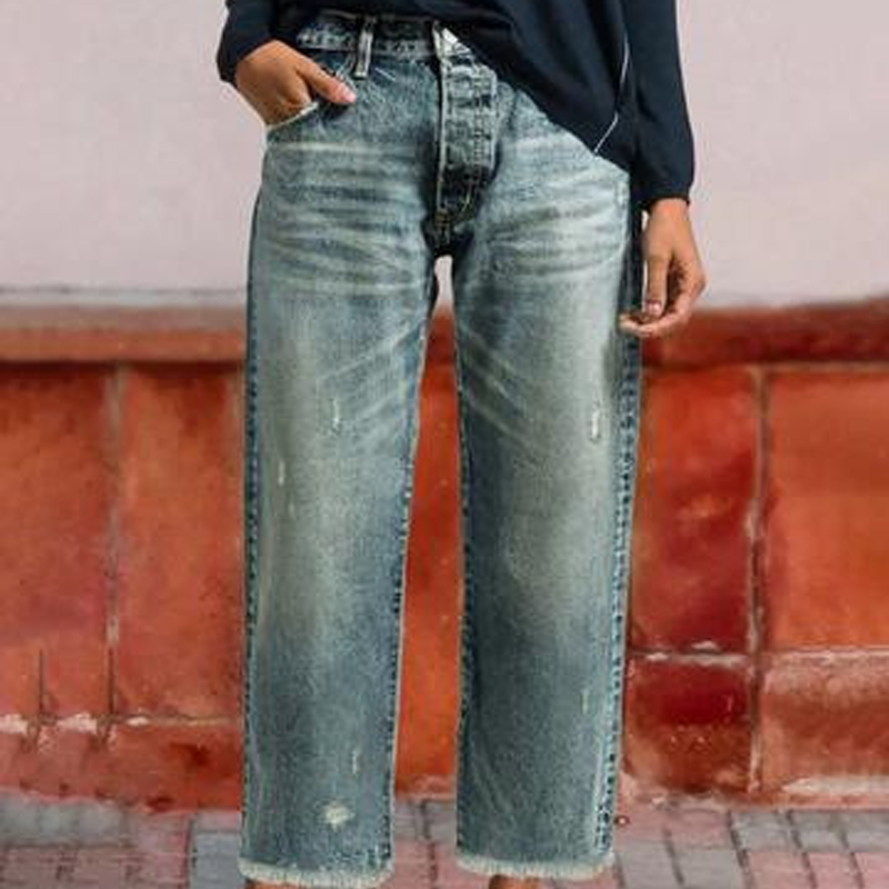Women's Retro Short Straight Jeans