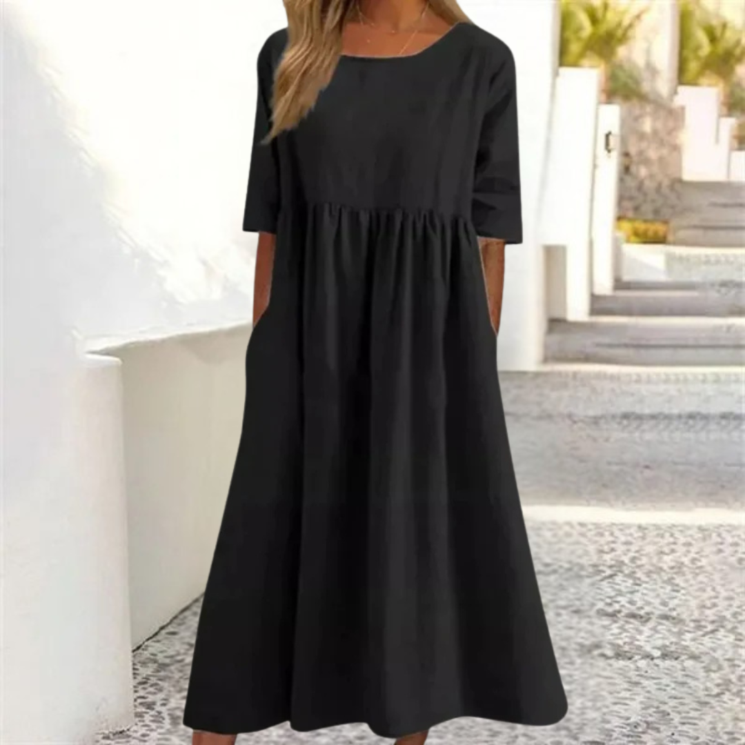 Robe midi décontractée pour femme à taille empire