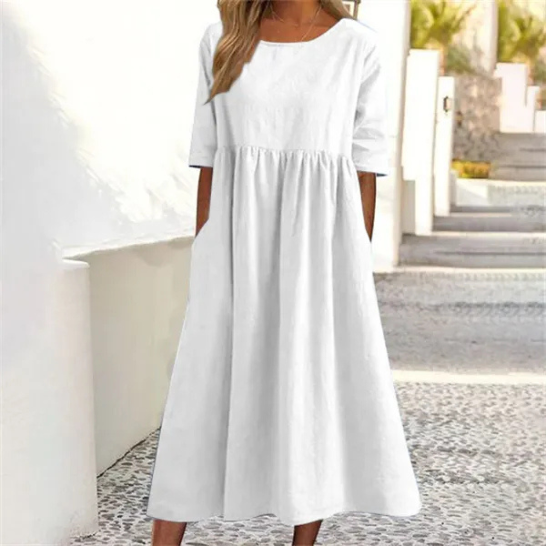 Robe midi décontractée pour femme à taille empire