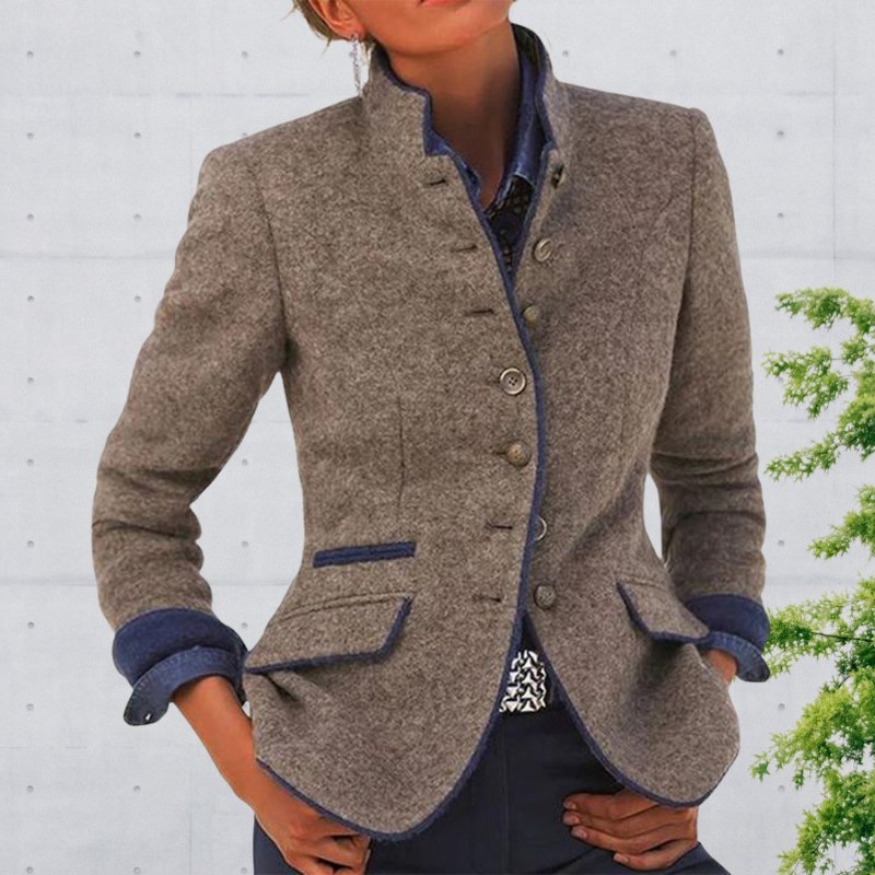 Blazer cintré pour femme avec boutons et bordure contrastée