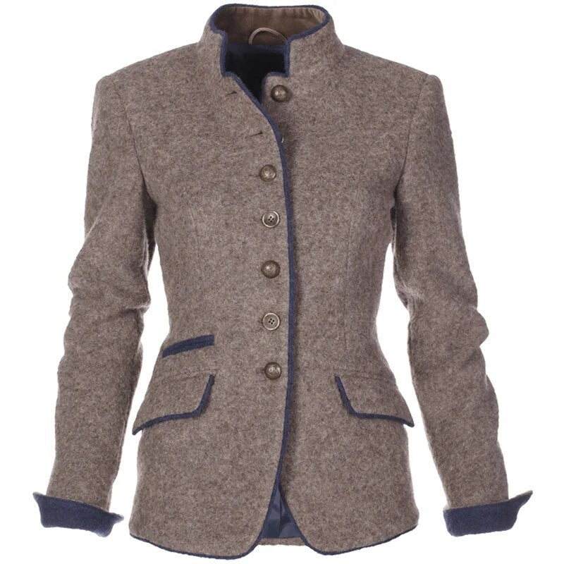 Blazer cintré pour femme avec boutons et bordure contrastée
