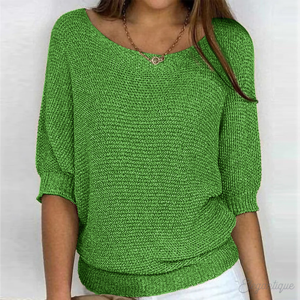 Women's Relaxed Crew Neck Pullover Sweater