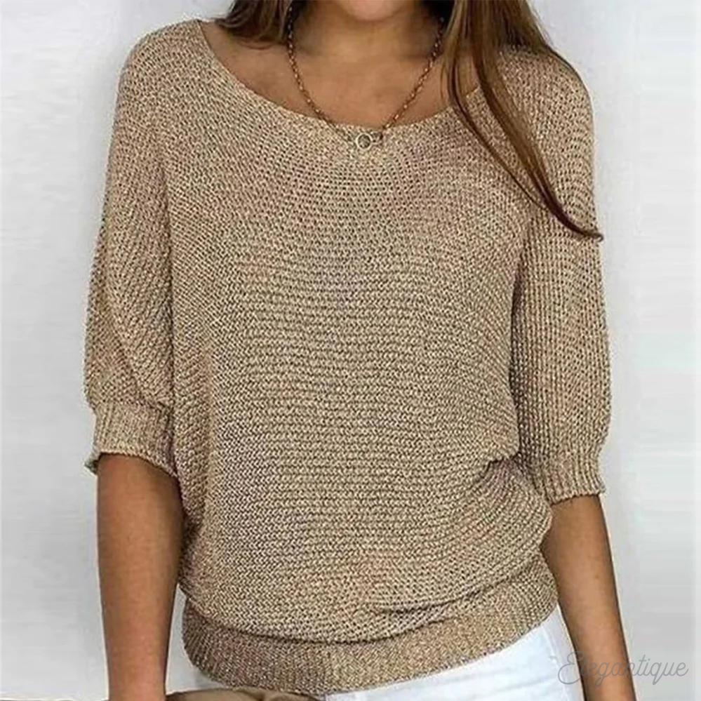 Women's Relaxed Crew Neck Pullover Sweater