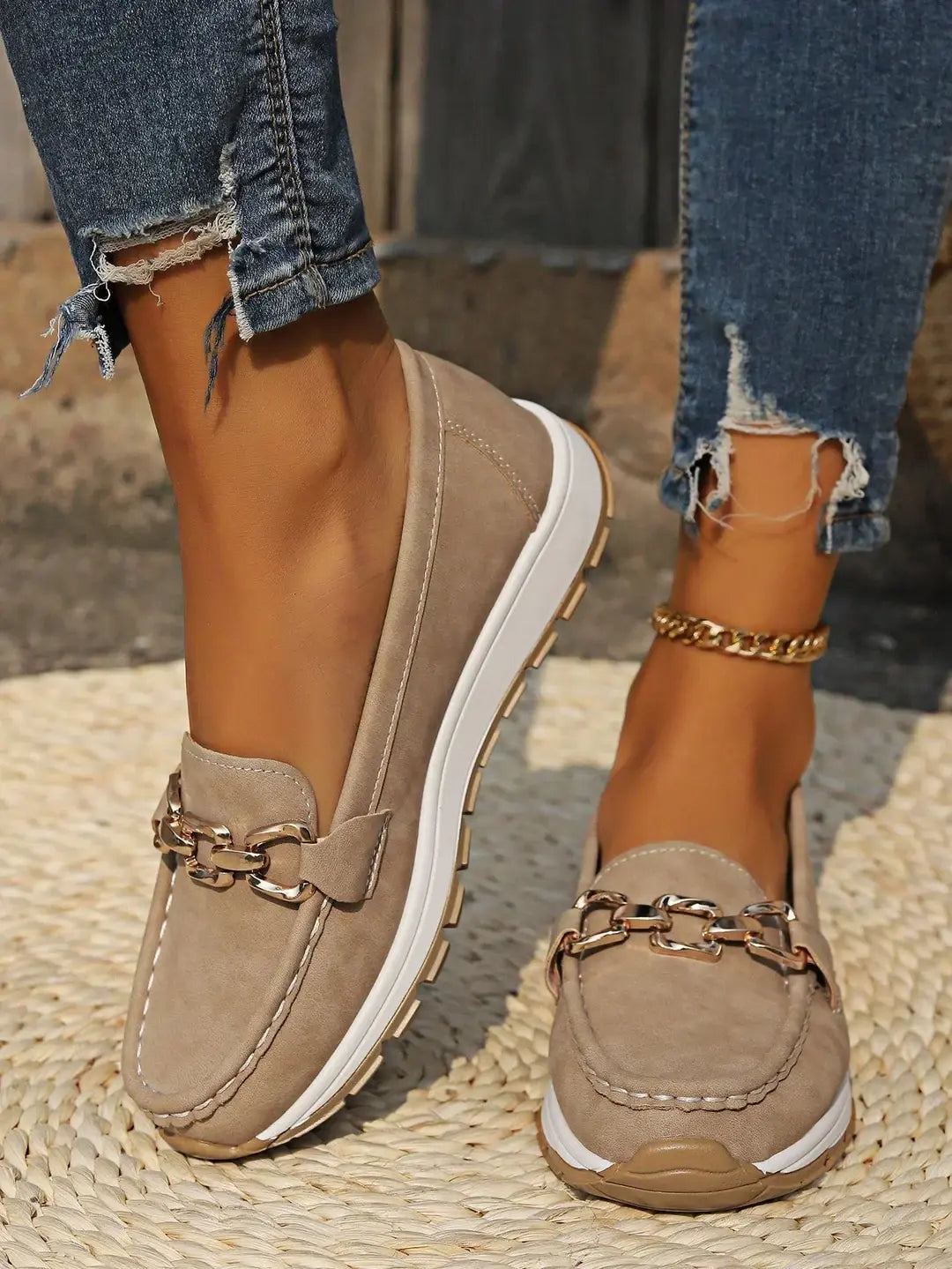 Stylish Flat Buckle Loafers for Women