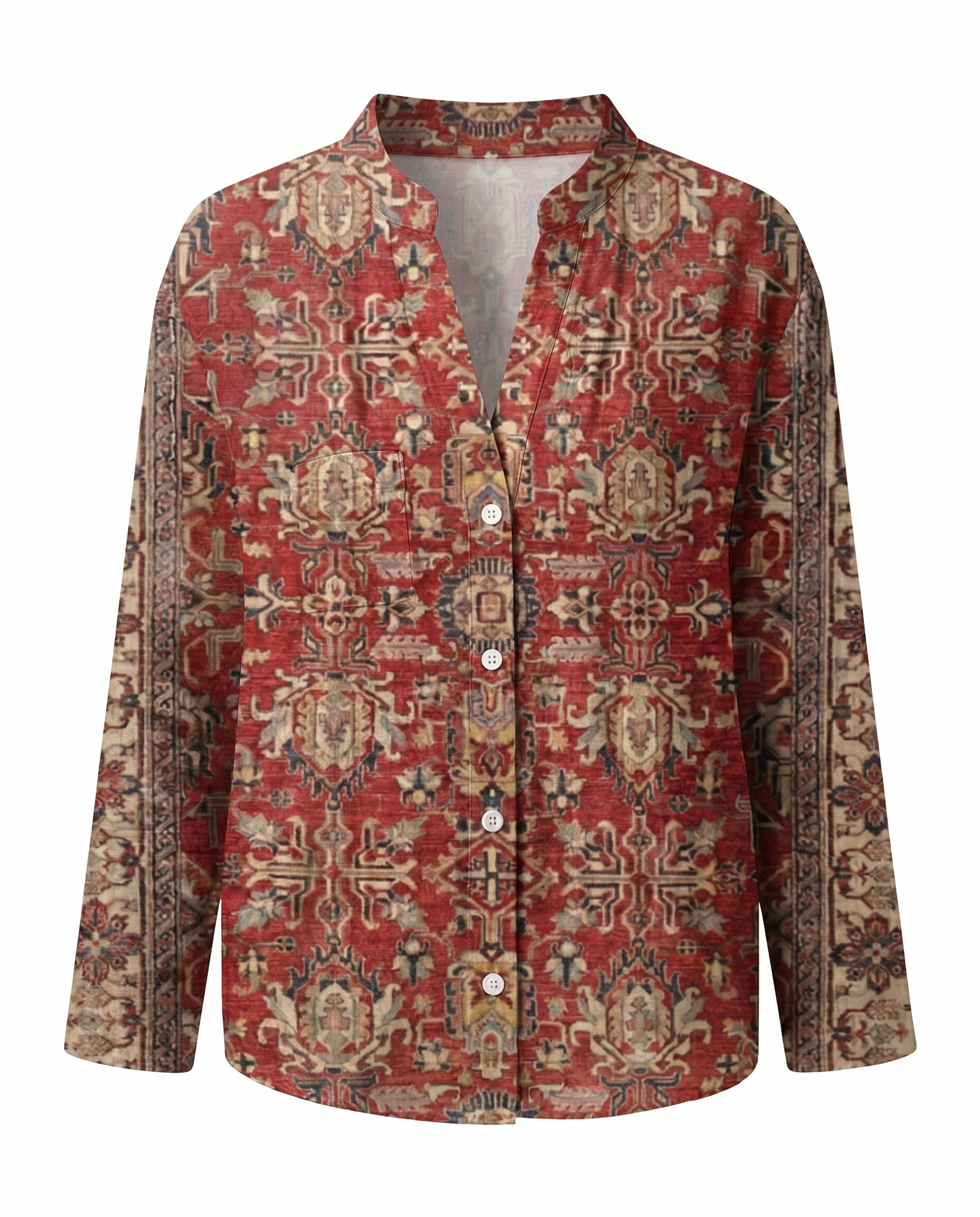 Γυναικεία Χαλαρή Μπλούζα Boho με V-Λαιμόκοψη και Μακριά Μανίκια