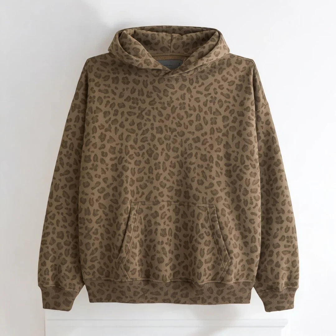 Men's Leopard Print Long Sleeve Hoodie