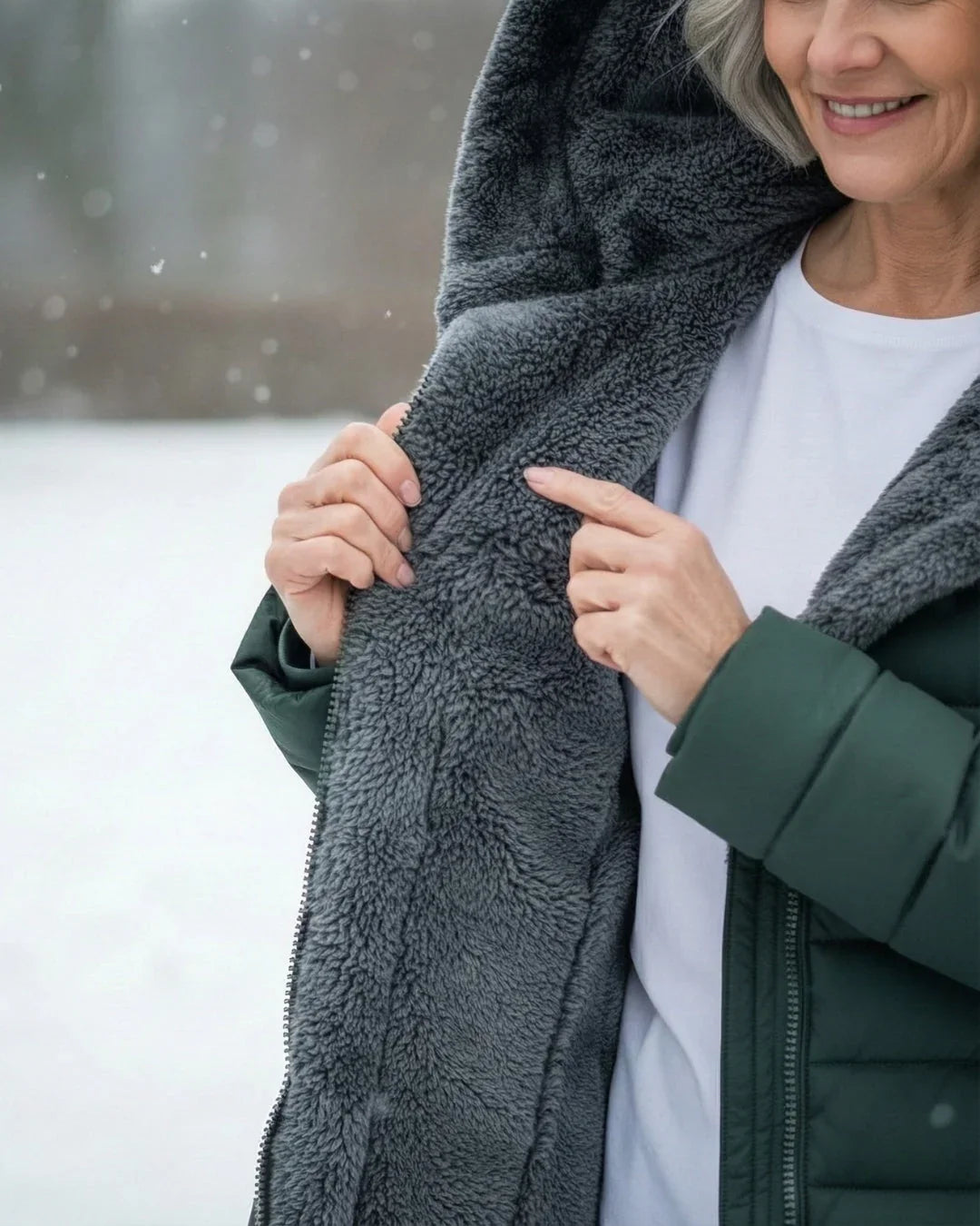 Women's Hooded Puffer Jacket with Fleece Lining