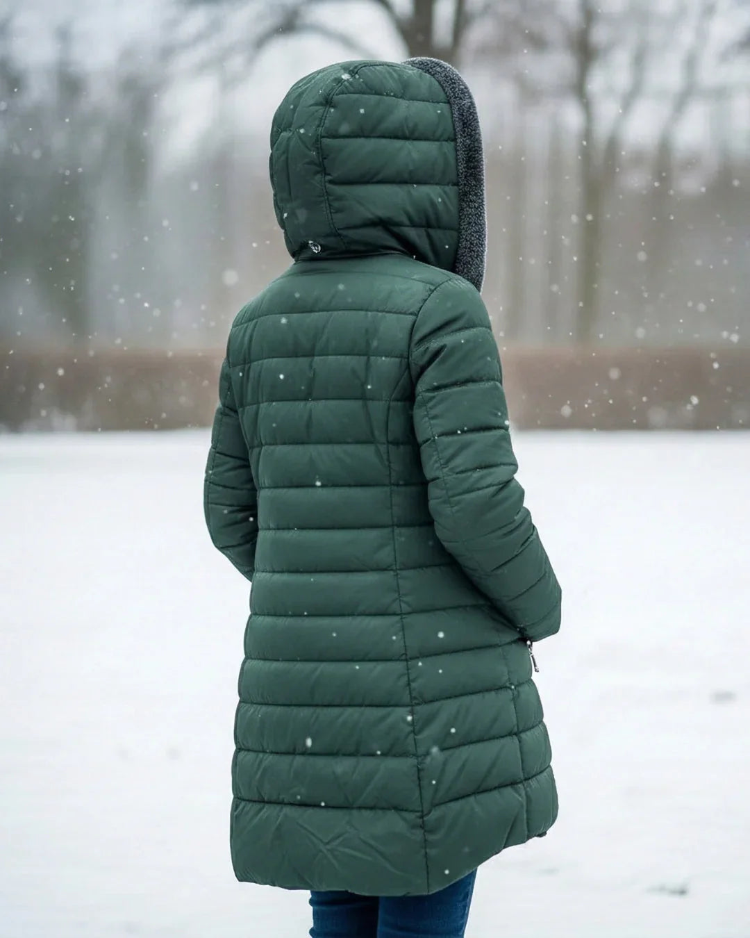 Women's Hooded Puffer Jacket with Fleece Lining