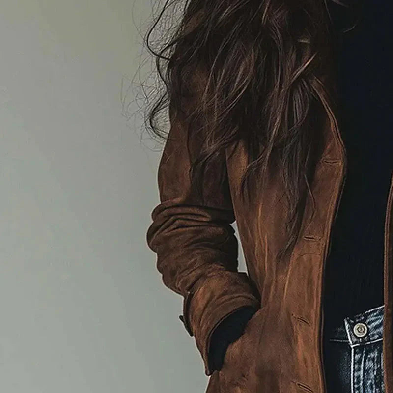 Women's Vintage Longline Suede Coat