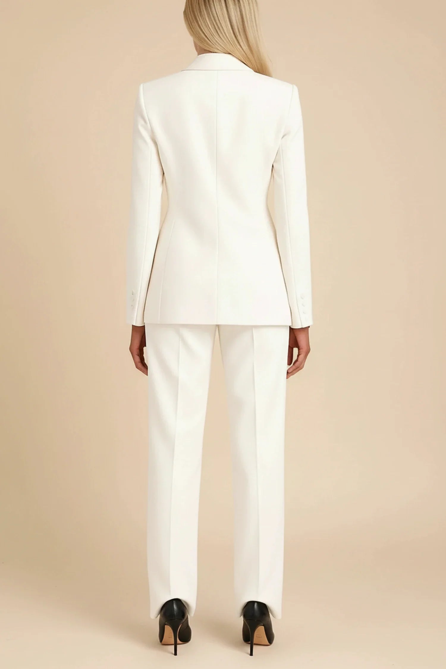 Women's Tailored Business Suit Set with Wide-Leg Pants