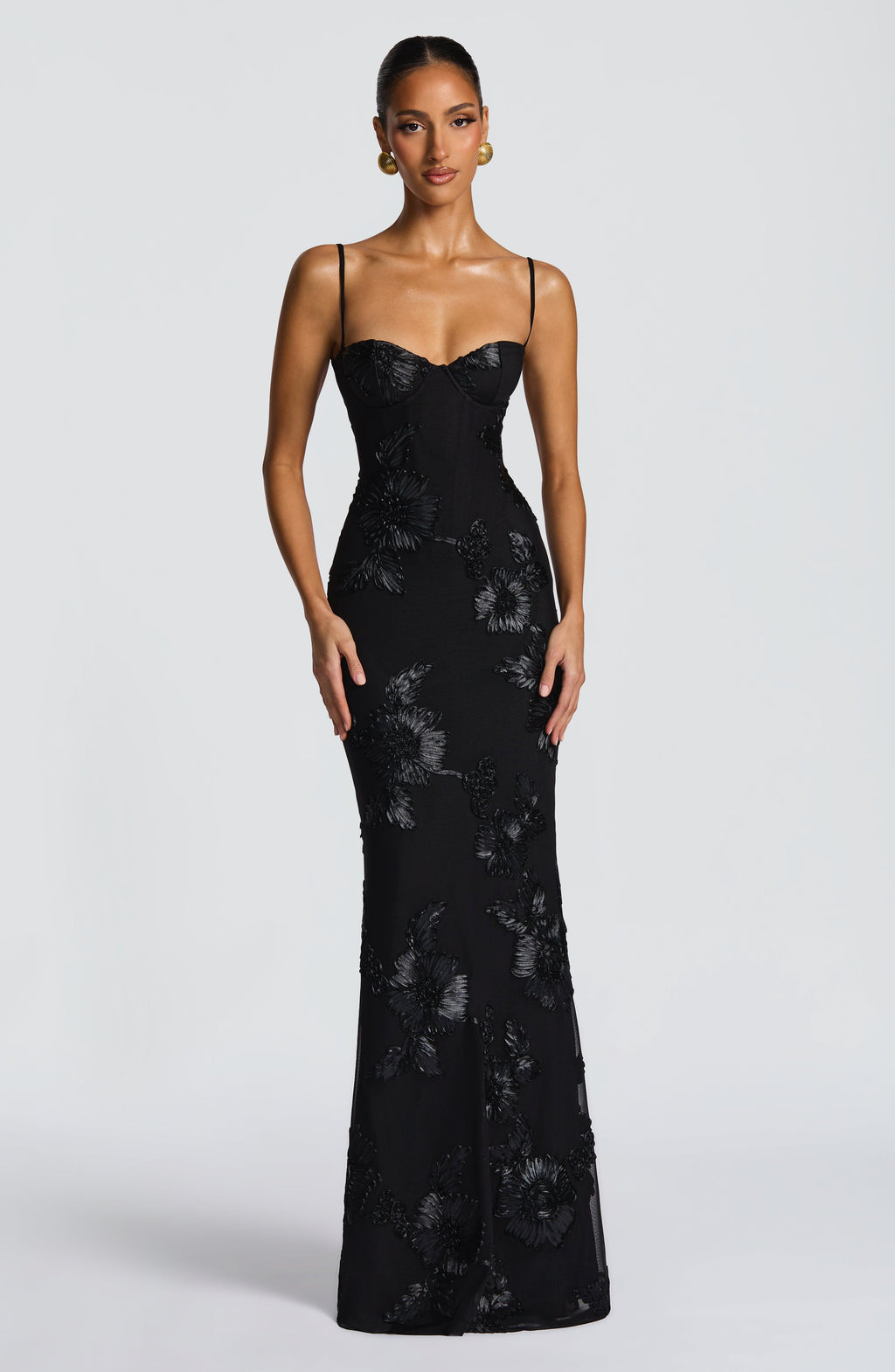 Abito maxi floreale da donna con spalline sottili