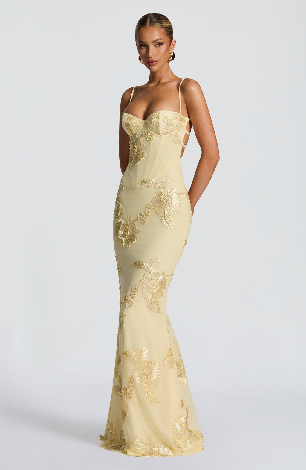 Abito maxi floreale da donna con spalline sottili