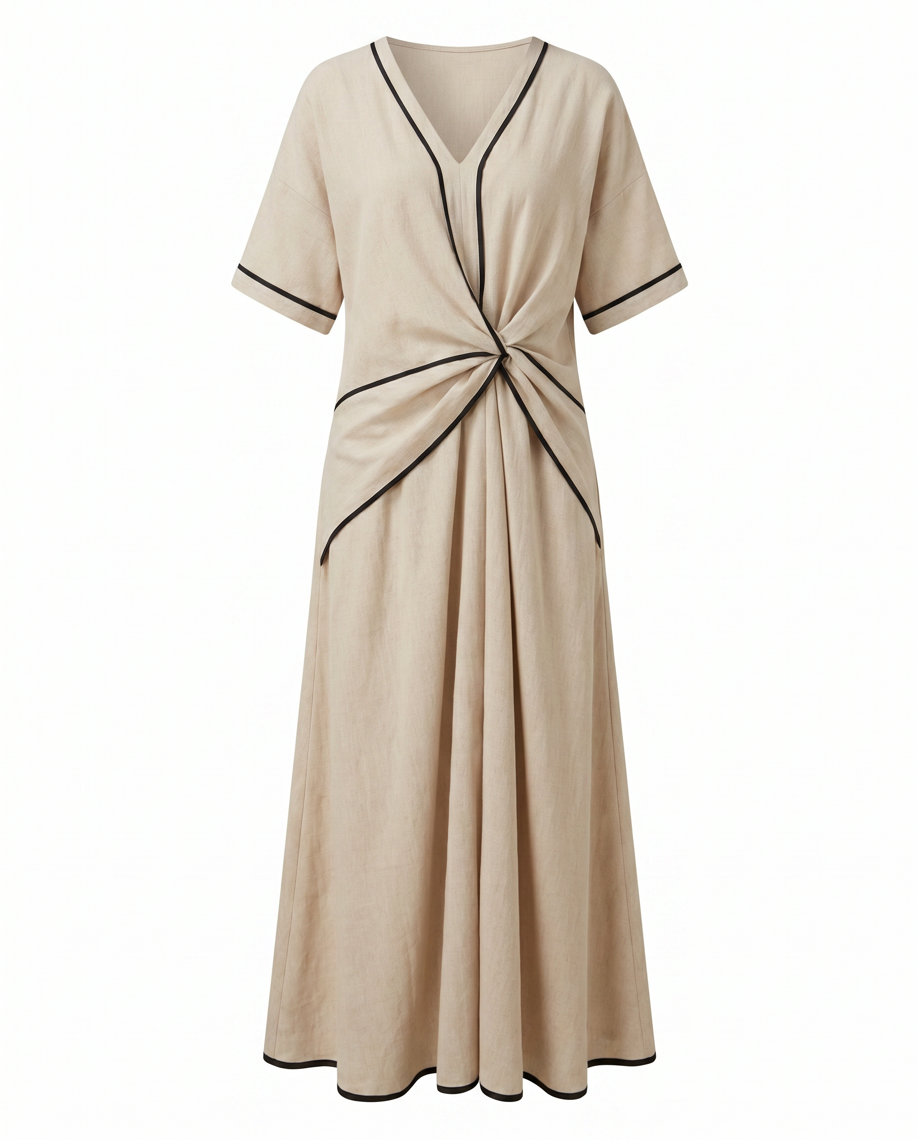 Women's Flowing Twist-Front V-Neck Maxi Dress