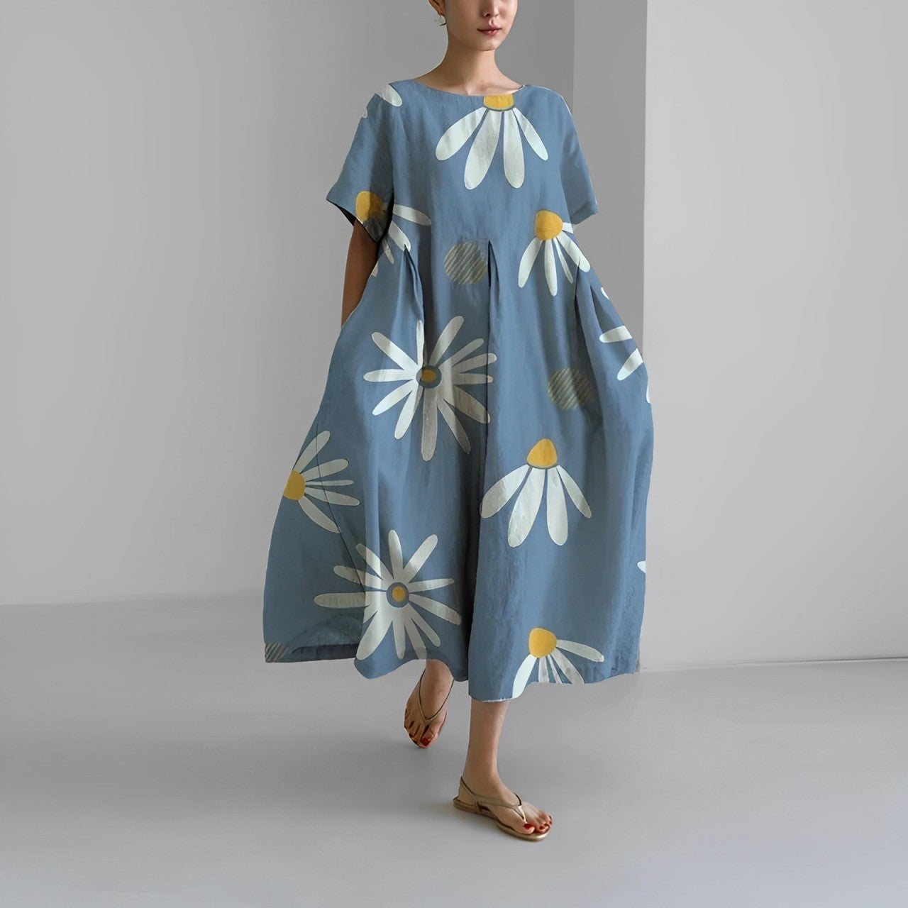 Women's Artistic Print Relaxed Midi Dress