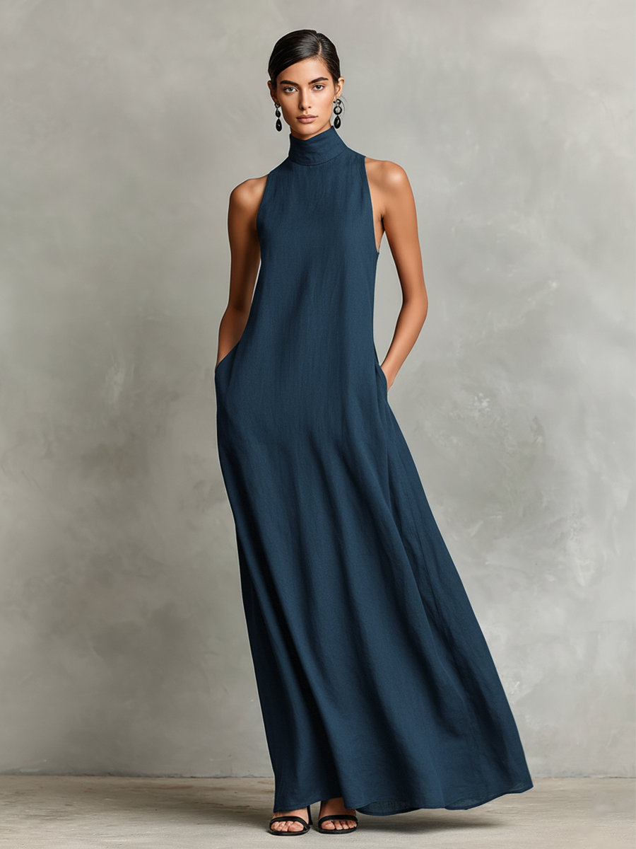 Women’s Sleeveless High Neck Maxi Dress