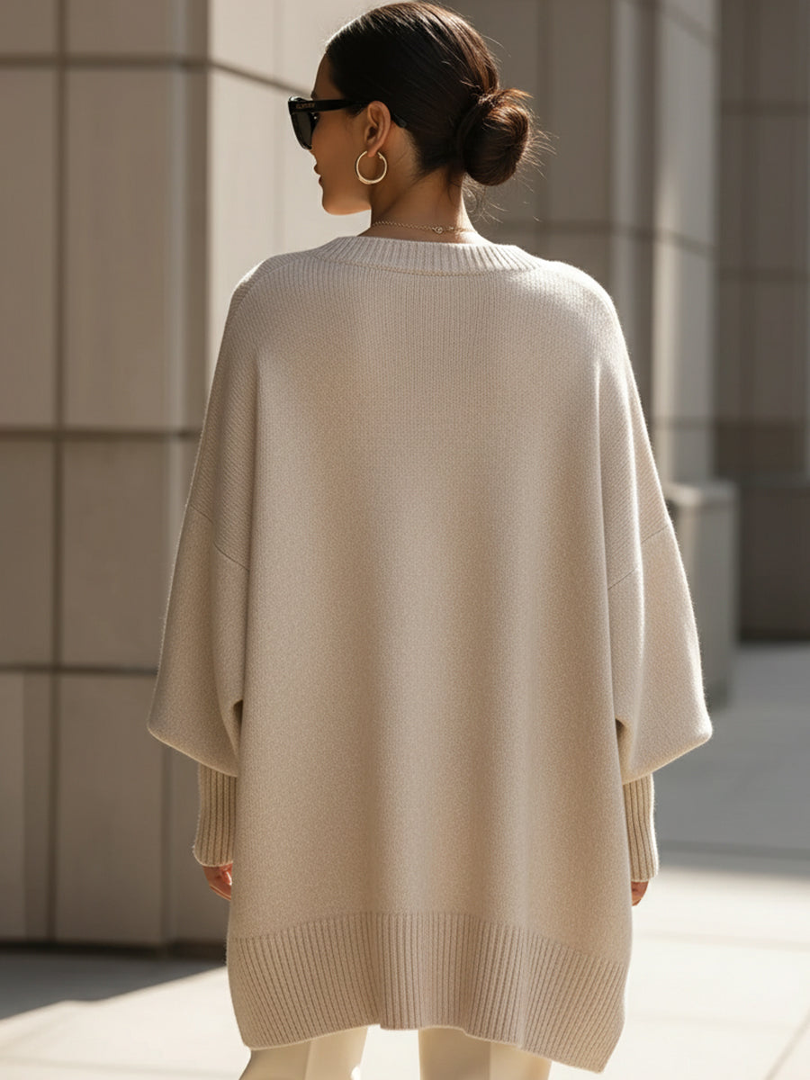 Women's Asymmetrical Batwing Knit Pullover Sweater