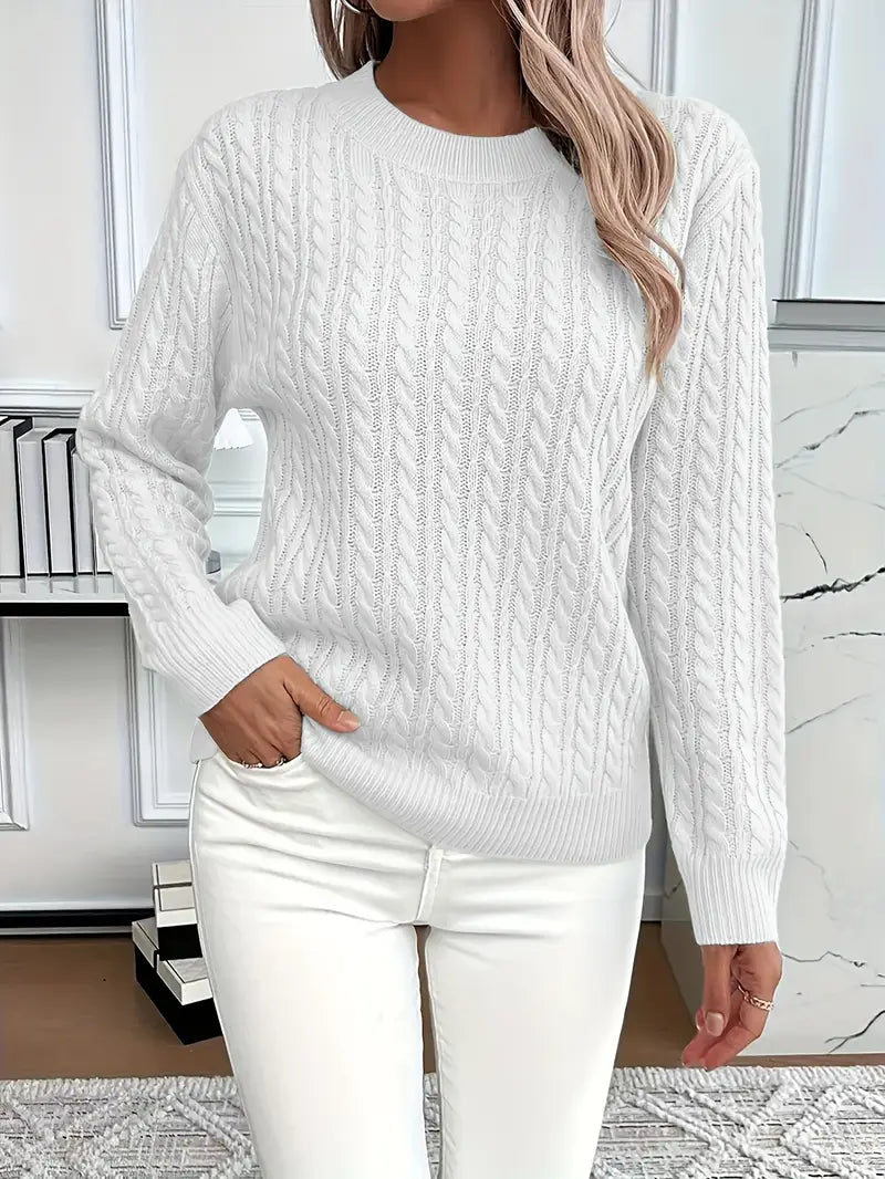Women's Cable Knit Crew Neck Sweater