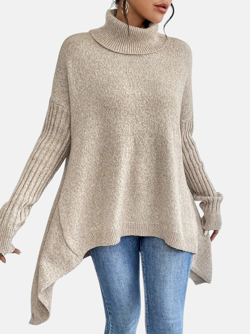 Women's Oversized Turtleneck Tunic Sweater
