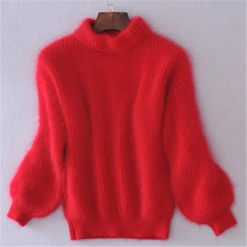 Pull oversize pour femme à col montant et coupe décontractée
