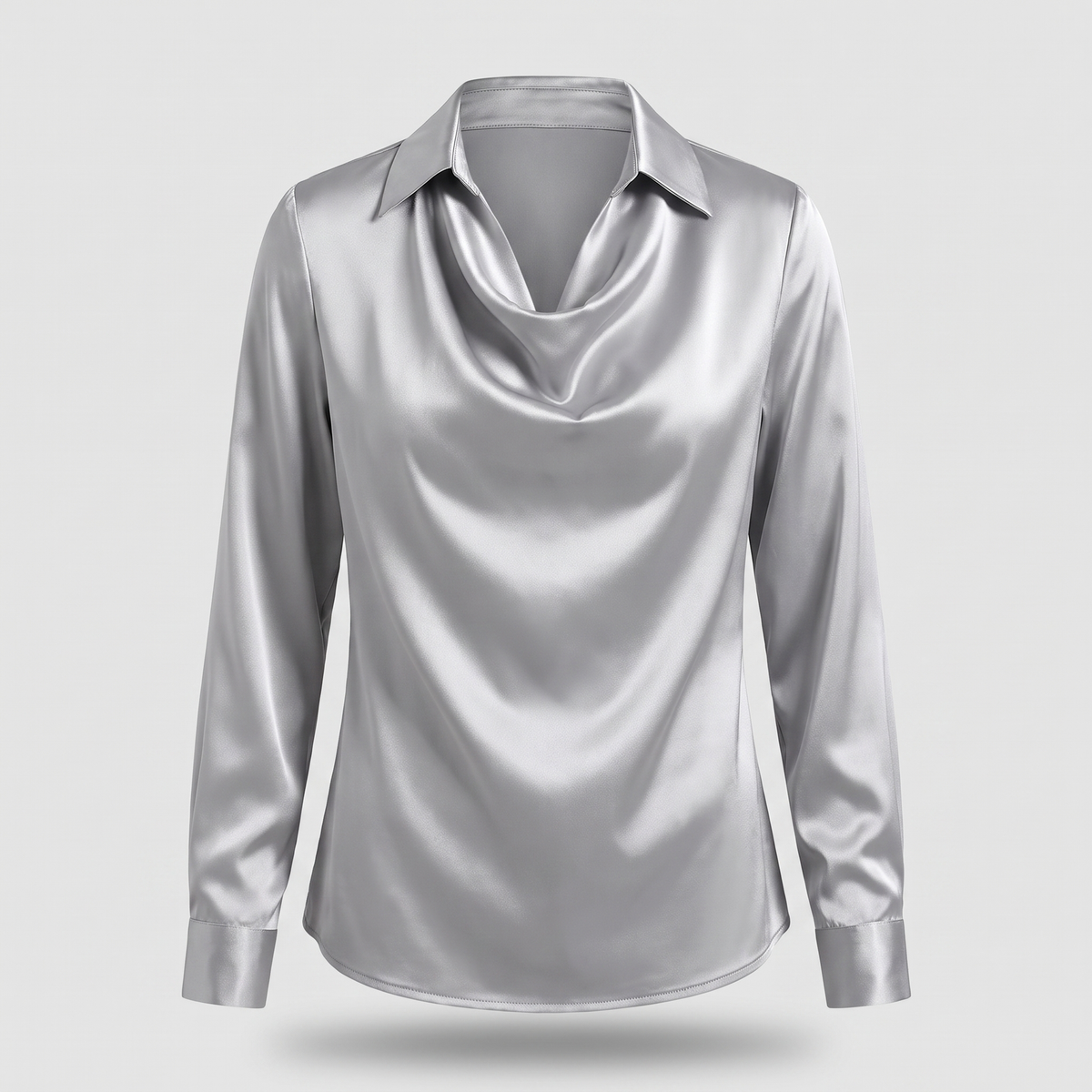 Women's Floral Print Cowl Neck Satin Blouse