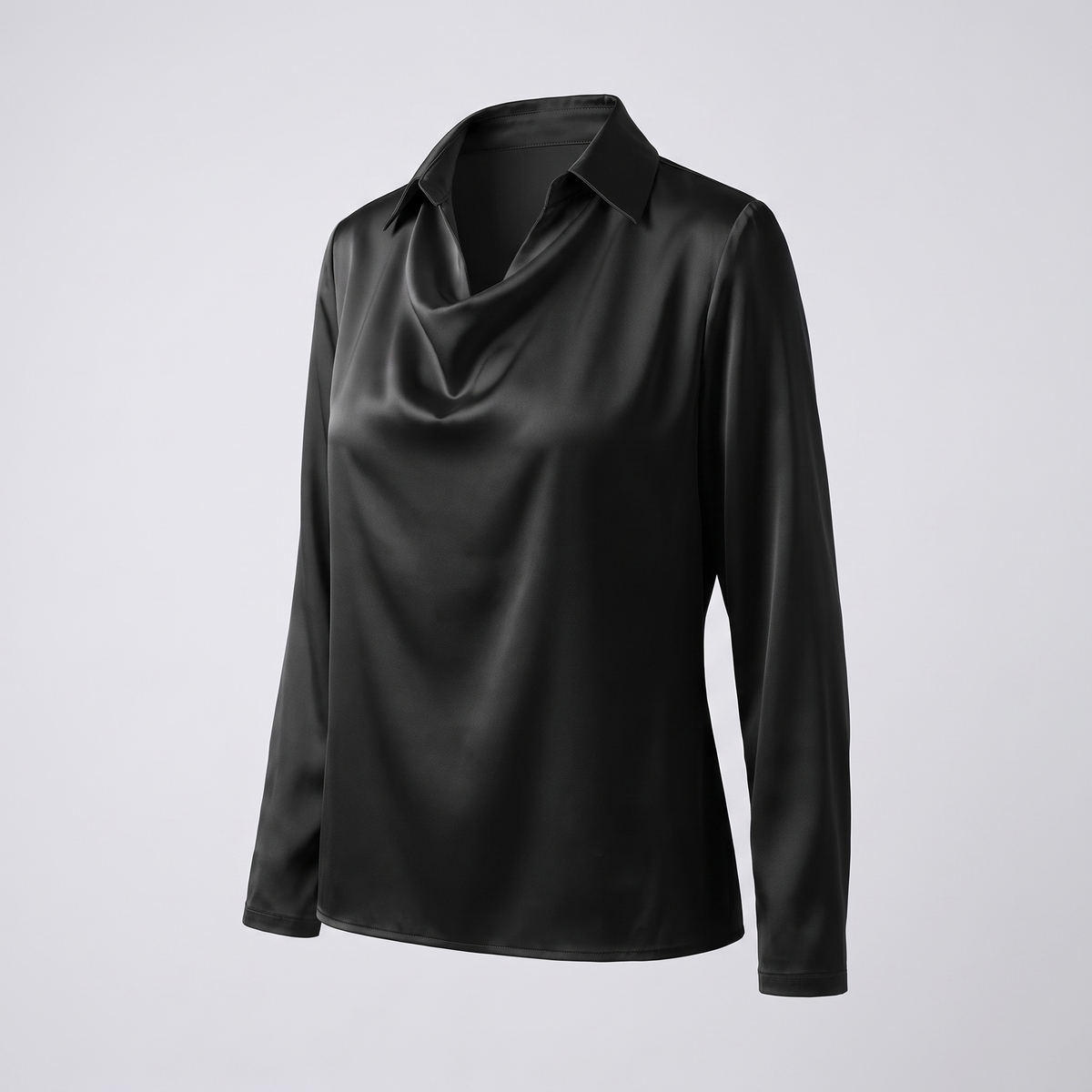 Women's Floral Print Cowl Neck Satin Blouse